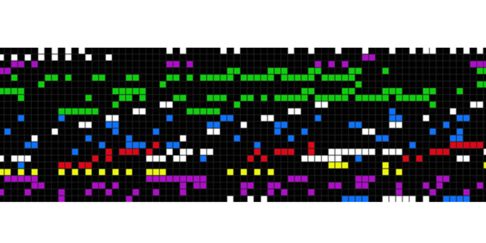 Organizar la cadena de bits de Arecibo en una imagen de 73 píxeles de ancho por 23 píxeles de alto mezclaría las imágenes previstas (color añadido). Pero un enfoque matemático aún podría revelar el mensaje.